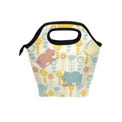 

Lunch Bag Cute Cow 1 Tote Travel Picnic Insulated Handbags Portable Zipper Lunch Bag Box