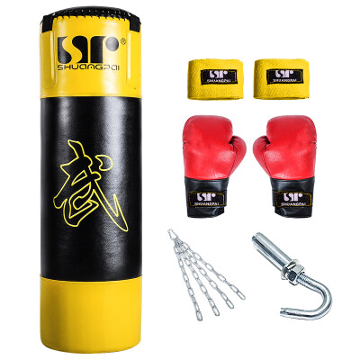 

Double card hanging solid boxing Sanda Muay Thai training sandbags martial arts fighting sandbags fitness equipment PU leather solid 100cm