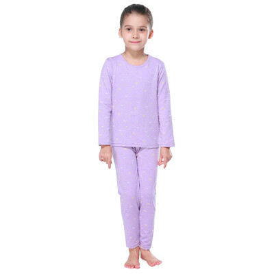 

Red beans (Hodo) children's underwear set female large children's cotton ammonia 97% cotton home service pajamas suit HD6012 purple 150
