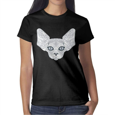 

Women cat Lover cat Head International cat Day Cotton T-Shirt Short-Sleeve Lightweight tee