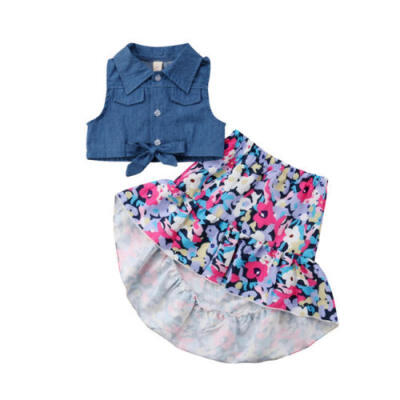 

Toddler Kids Baby Girls Outfits Clothes Shirt Tops Floral Tutu Skirt Dress Sets