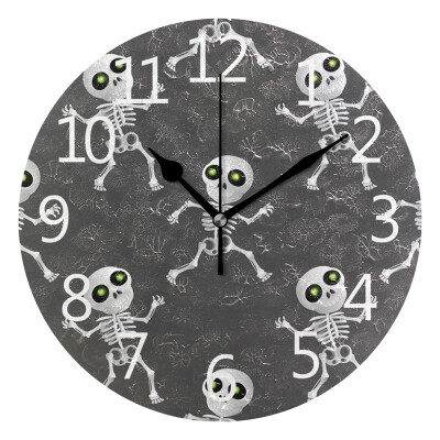 

Wall Clock Arabic Numerals Design Cartoon Skeleton Round