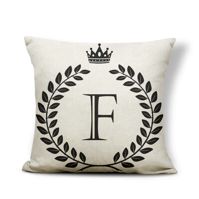 

Alphabet Letter A-Z Cushion Covers Family Initial King Queen Crown Pillow Case School Home Gifts Toss Pillow Large Cotton Linen