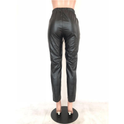 

Womens PU Leggings Full Length Winter Slim Faux Leather Pants Warm Trousers