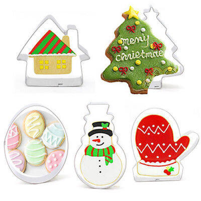 

14ps Cake Baking Metal Christmas Tree Santa Cookie Biscuit Shape Cutters Pack