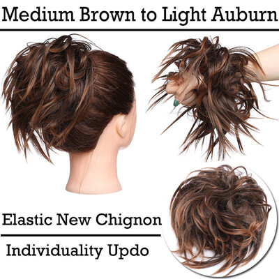 

Updo Messy Bun Hair Piece Scrunchies Synthetic Wavy Bun Extensions Band Elastic Scrunchie Chignon Ponytail Hairpiece for Women