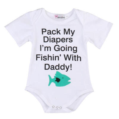 

Newborn Kid Boy Girl Fish Print Cotton Bodysuit Romper Jumpsuit Clothes Outfit