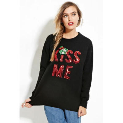 

New Women Christmas Long Sleeve Sweater Xmas Knitwear Pullover Jumper Tops Tee