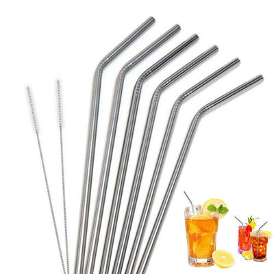 

UpperX 6pcs Long Stainless Steel Drinking Straws with 2pcs Brushes Fit for 20 Oz & 30 Oz Cups
