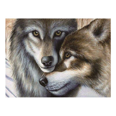 

UpperX Full Round Diamond 5D DIY Diamond Embroidery Wolf Couple Diamond Painting Cross Stitch Mosaic Decoration Gift