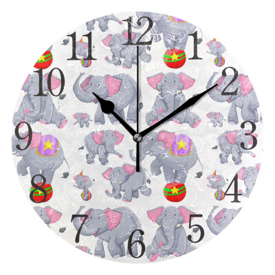 

Wall Clock Circus Elephant Round Wall Clock Arabic Numerals Design