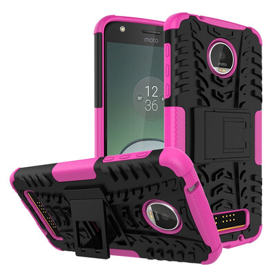 

Fivice Motorola Moto Z Play Case TPU anti-fall tire pattern back clip bracket phone case