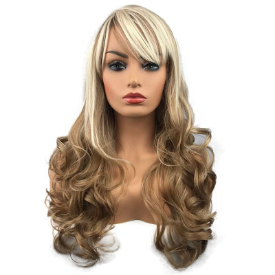 

StrongBeauty Long Wavy Brown Blonde Ombre Synthetic Wigs Natural Looking Wigs