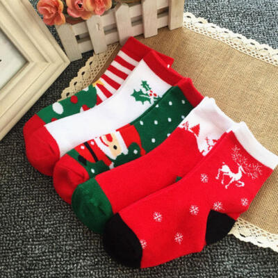 

Unisex Baby Boys Girls Kids Christmas Stripe Socks Cute Printed Cotton Socks