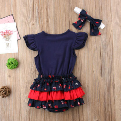 

Newborn Baby Girl Fly Sleeve Layered Floral Romper Bodysuit Jumpsuit Outfits USA