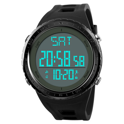 

SKMEI 1288 Men Analog Digital Electronic Watch Fashion Casual Pedometer Sports Male Wristwatch 2 Time Alarm 5ATM Waterproof Leathe