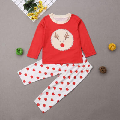 

Moose Christmas Family Pajamas Set Xmas Adult Women Kids Sleepwear Nightwear UK