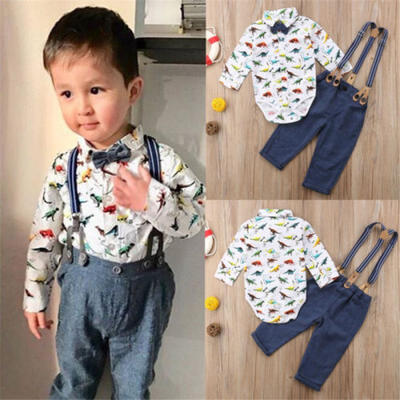 

US STOCK Toddler Baby Boy Shirt Printing Romper TopsPants Overalls Outfits