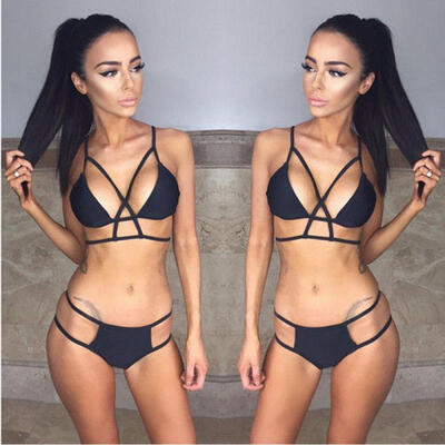 

Women High Waist Push-up Padded Bandage Bikini Set Swimsuit Swimwear Bathing US