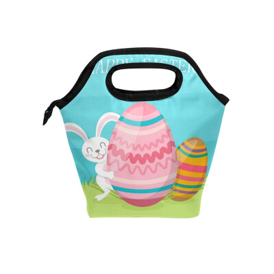 

Lunch Bag Colorful Eggs Tote Travel Picnic Insulated Handbags Portable Zipper Lunch Bag Box