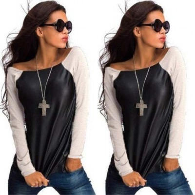 

Womens Long Sleeve Blouse Pullover Jumper Crop Tops Casual Loose Cotton T-Shirt