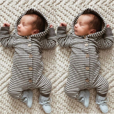 

Casual Newborn Baby Boy Girl Kids Romper Jumpsuit Hooded Bodysuit Clothes Outfit