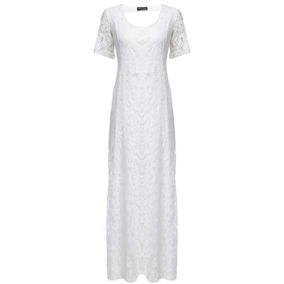 

Elegant Scoop Collar Lace Pure Color Plus Size Women Party Dress