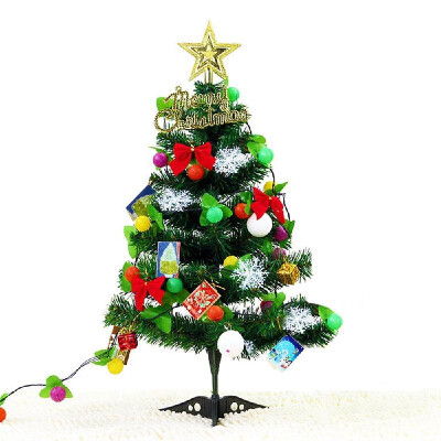 

DIY 60cm Tabletop Christmas Tree PVC Artificial Christmas Tree with LED Light Strip Star Topper Gift Bags Snowballs