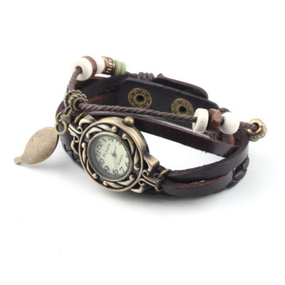 

Fashion Retro Leaf Bracelet Watch Quartz Movement Wrist Watch Girl Women