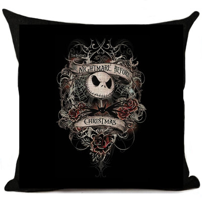 

Halloween Cartoon Skull Jack Cushion Cover Nightmare Before Christmas Printed Linen Throw Pillows Cover Decorative Pillowcase