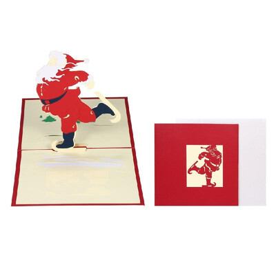 

3D Christmas Pop Up Greeting Card Artful Gift Card with Envelope Christmas Supplies--Santa