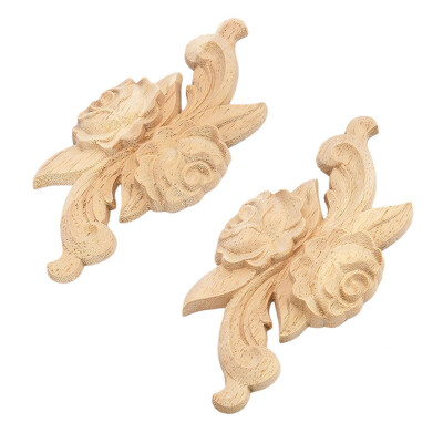 

UpperX 2Pcs 126Cm Rubber Wood Carved Corner Onlay Applique Door Cabinet Rose Unpainted European Style