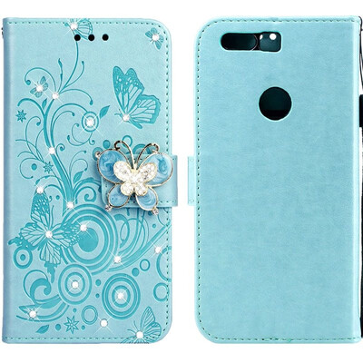 

MOONCASE Nokia 51 Butterfly Rhinestone Embossed Leather Case - Green