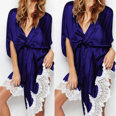 

Sexy Lingerie Women Silk Lace Robe Dress Babydoll Nightdress Nightgown Sleepwear