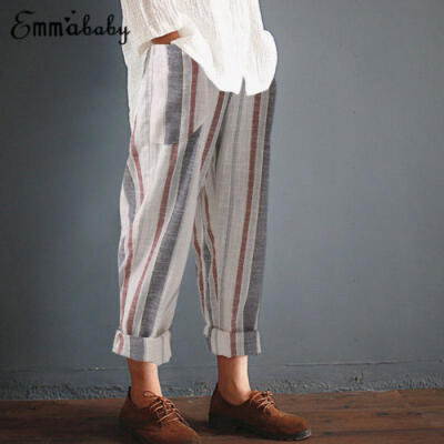 

Womens High Waist Casual Drawstring Loose Long Pants Ladies Harem Trousers