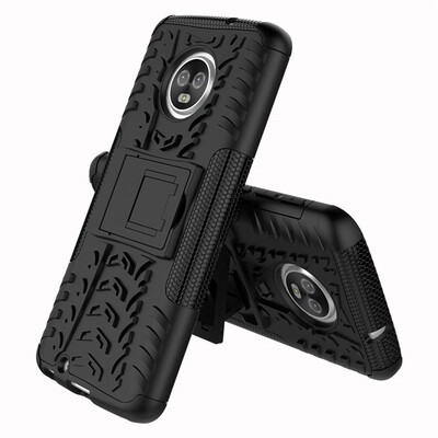 

Fivice Motorola Moto G6 2018 Case TPU anti-fall tire pattern back clip bracket phone case