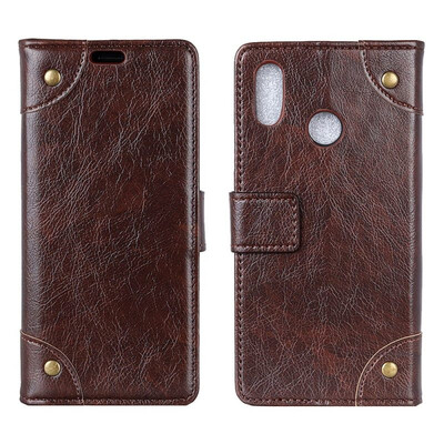 

MOONCASE Millet Mi A2 Lite Red Rice 6 Pro Copper Buckle Napa Leather Case - Coffee