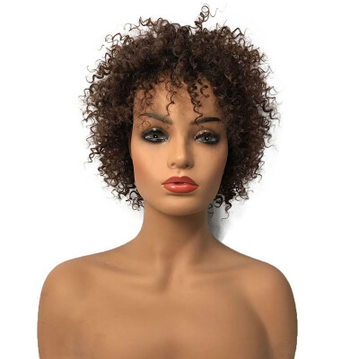 

StrongBeauty Short Curly BlackBrown African American Wigs Synthetic Wigs