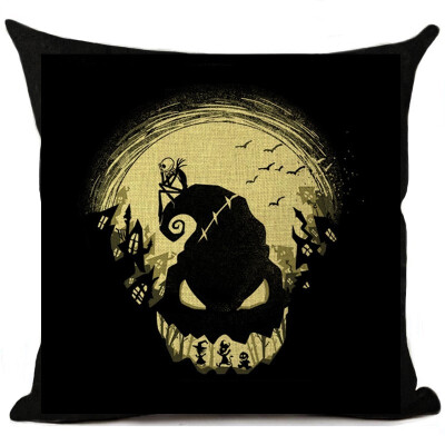 

Halloween Cartoon Skull Jack Cushion Cover Nightmare Before Christmas Printed Linen Throw Pillows Cover Decorative Pillowcase