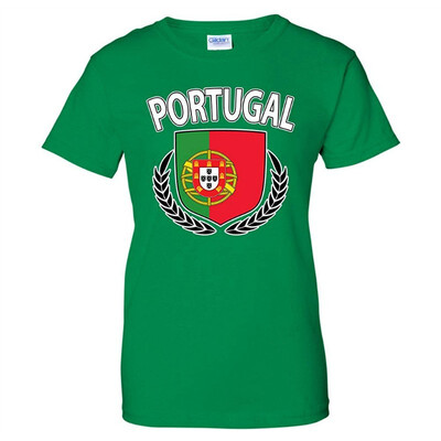 

Portugal Flag Crest Olive Wreath Laurel Womens T-Shirt