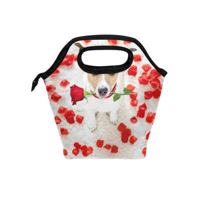 

Lunch Bag Tote Bag Rose Dog Travel Picnic Organizer Lunch Holder Handbags Lunch Bag Box for Office