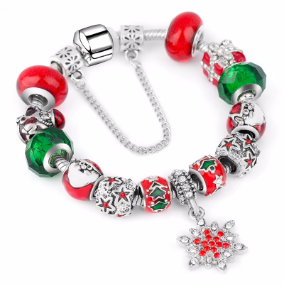 

Pandora Style 2018 Snowflake Charm Bracelet For Women DIY Crystal Beads fit Bracelets & Bangles Jewelry Christmas Gift