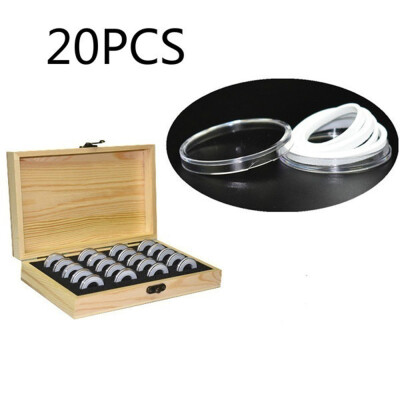 

Pine Wood Coin Holder Wooden Coins Storage Box for Collectible Commemorative Coin with 20pcs Capsules Accommodate