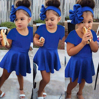 

Toddler Baby Girls Stylish Summer Sleeve Mini Skirts Princess Party Dress 1-5Yr