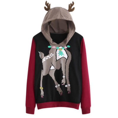 

Womens Christmas Reindeer Tops Long Sleeve Pullover Casual Party Blouse T-shirt