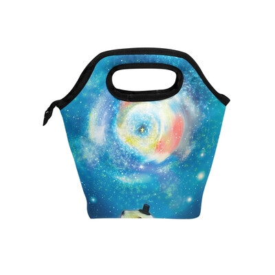 

Lunch Bag Animals Under The Starry Tote Travel Picnic Insulated Handbags Portable Zipper Lunch Bag Box
