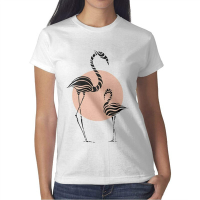 

Womens Hello Summer Flamingo Cotton T-Shirt Short-Sleeve Interesting tee