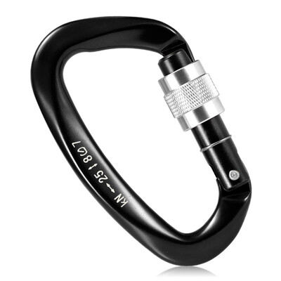 

25KN Screw Locking Gate Carabiner Heavy Duty D-shape Buckle Pack D-ring Carabiner Climbing Rappelling Canyoning Hammock Locking Cl