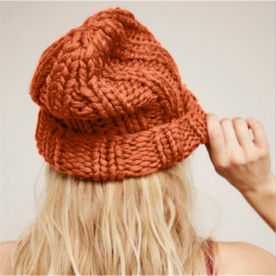 

Women Braided Crochet Wool Knit Beanie Beret Ski Ball Cap Baggy Winter WarmHat M