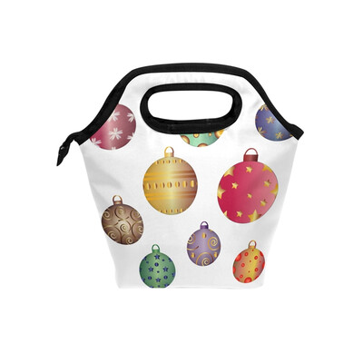

Lunch Bag Christmas Ball Tote Travel Picnic Insulated Handbags Portable Zipper Lunch Bag Box